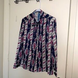Vintage Poly Long Sleeved Blouse Top Tag has disintegrated measurements below